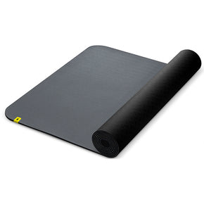 The Ziva TPE Deluxe Yoga Mat is latex free TPE foam. The patterned surface provides traction. The mat is 6mm.